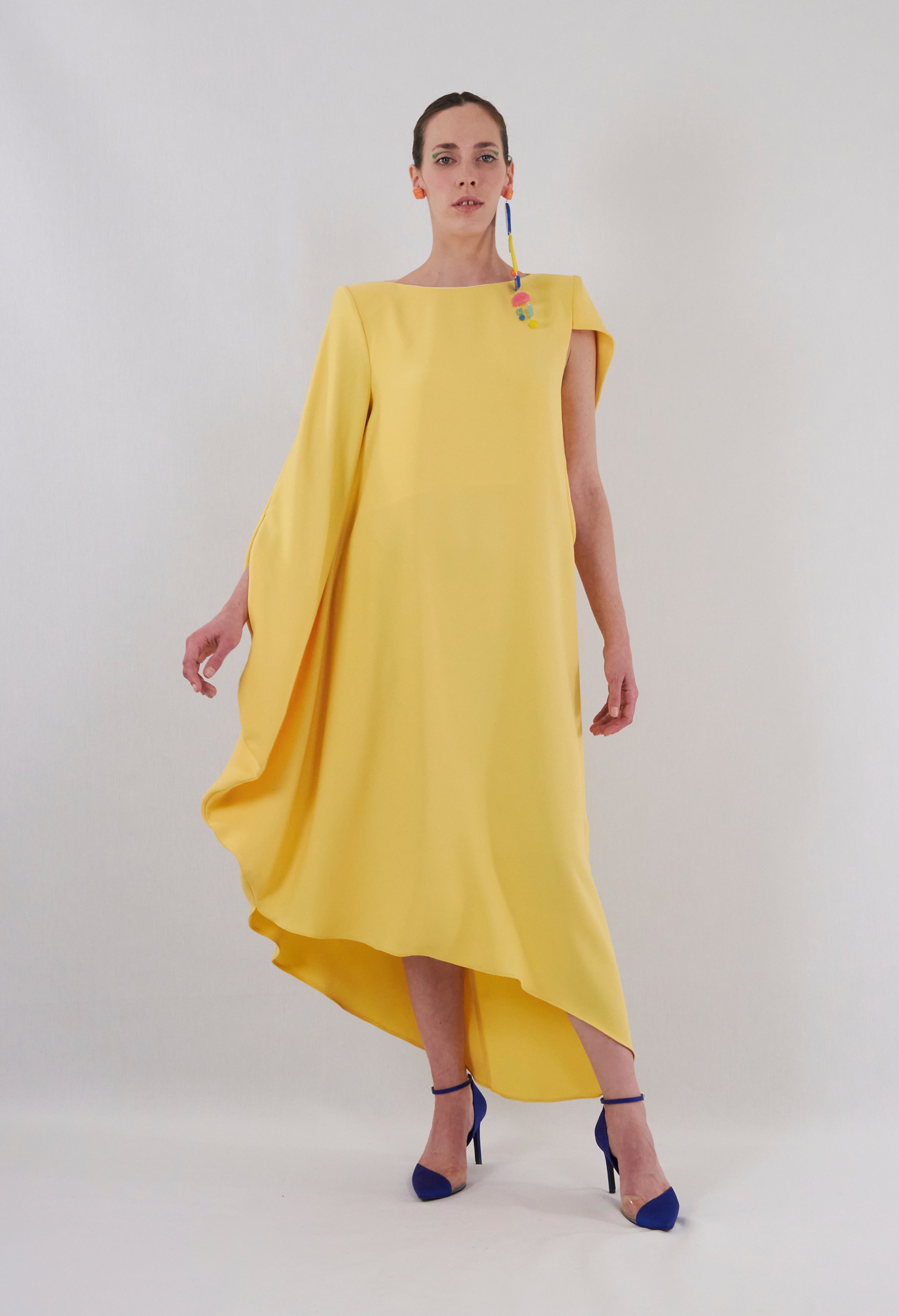 Asymmetrical yellow outlet dress